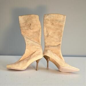 GCI Collezione  Tan  Knee High   Layered / Pleated  Suede  3" Heel Boots  6M